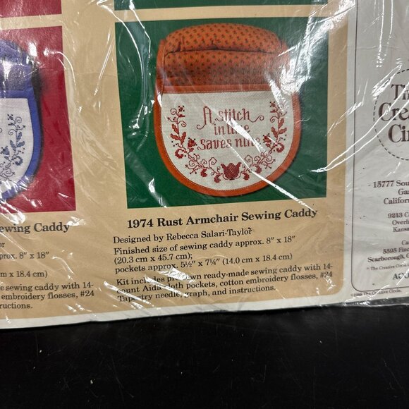 Vtg 80's Creative Circle Blue Armchair Sewing Caddy Cross Stitch Kit NOS - Picture 3 of 5